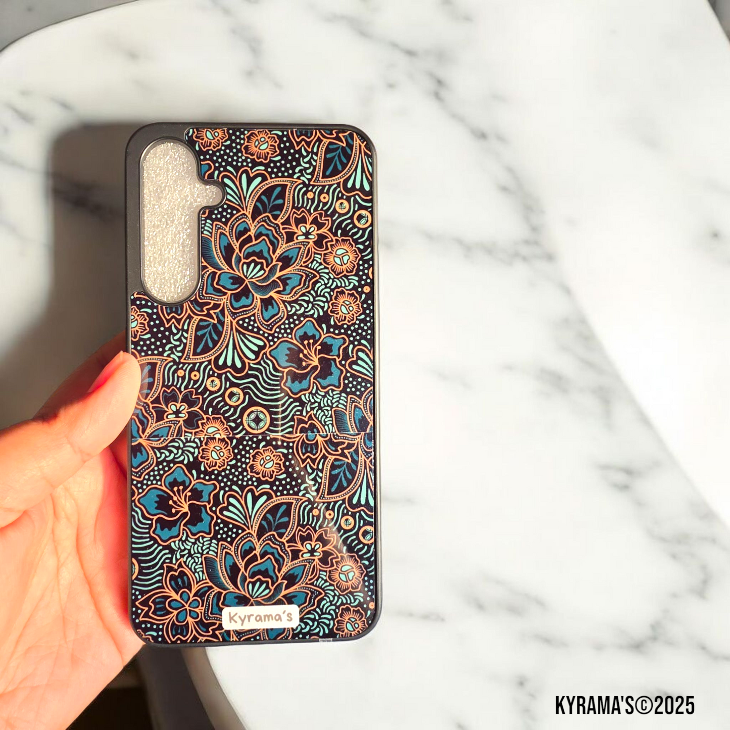 Batik -turqoise /bruin