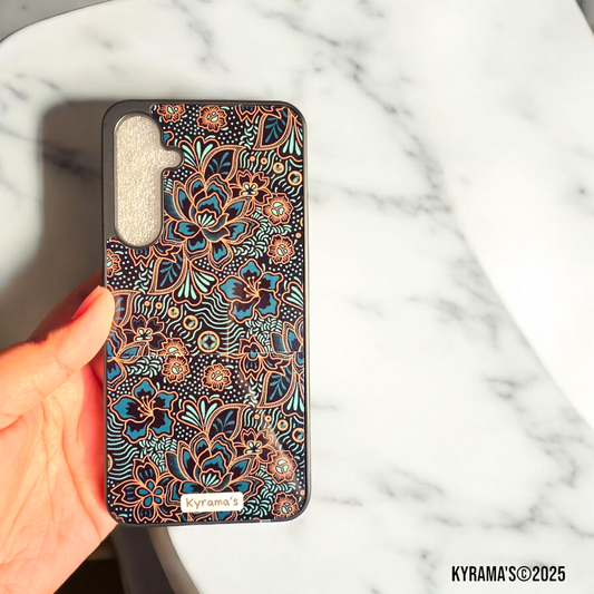 Batik -turqoise /bruin