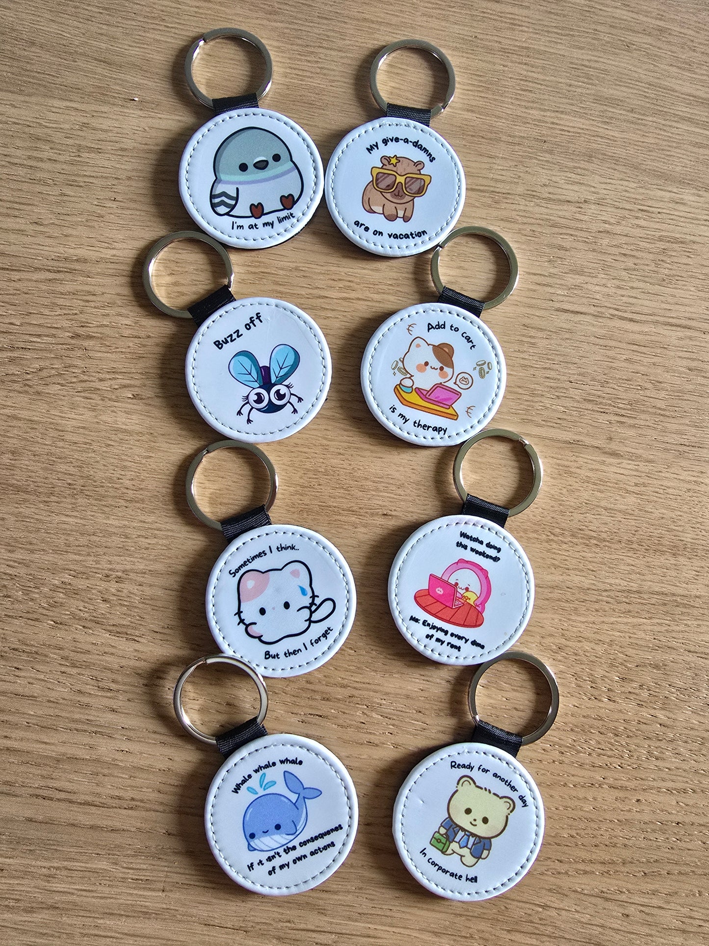 Sleutelhangers kawaii met grappige tekst