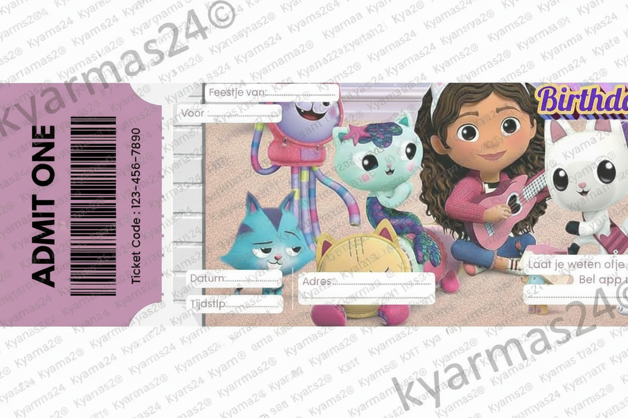 Ticket Gabby's dollhouse kinderfeestje (digitaal product)